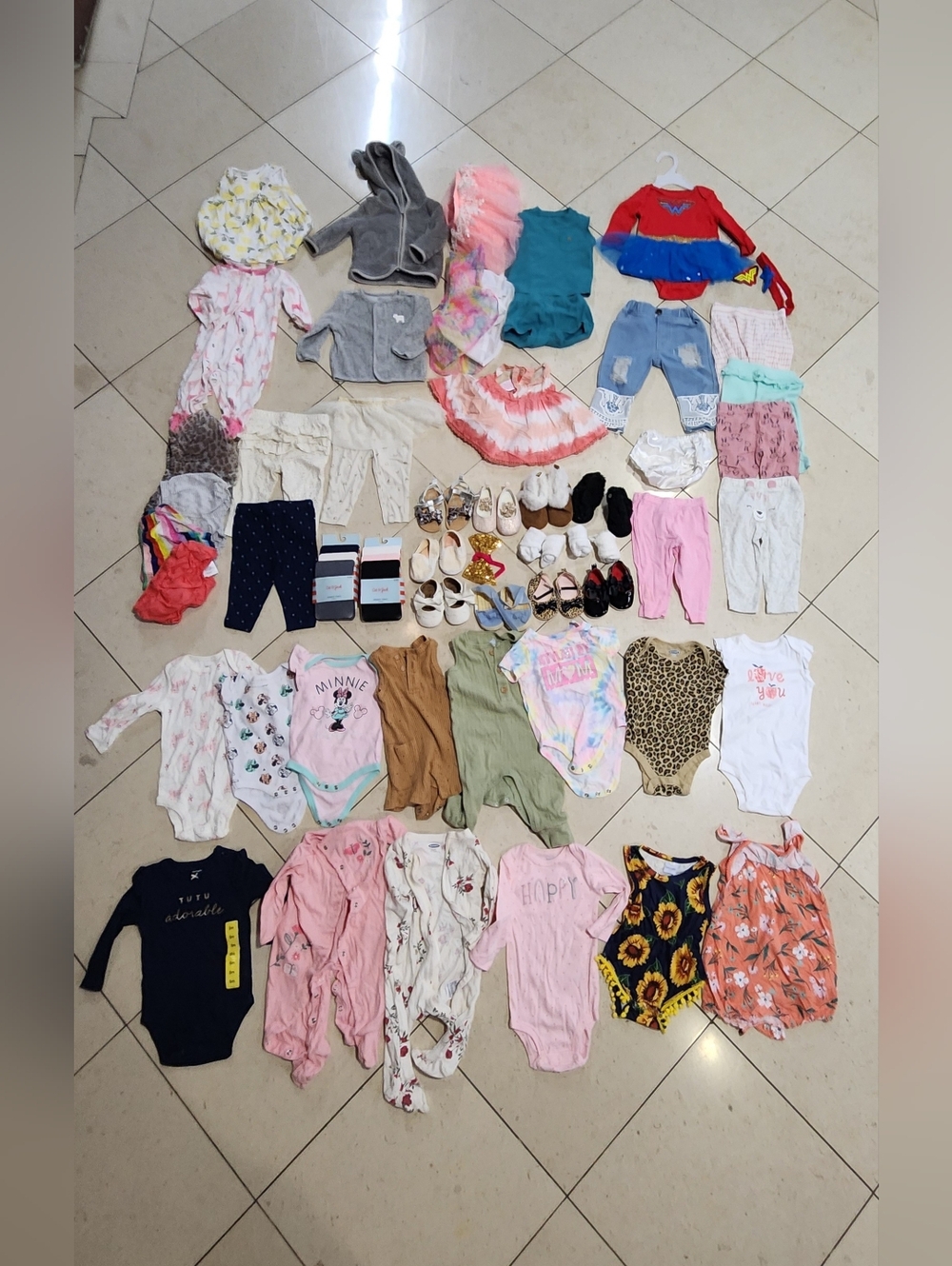Baby Girls Clothes 3-6 Months/6 Months Lot of 54 Pieces Dresses Shoes 1pc Tights